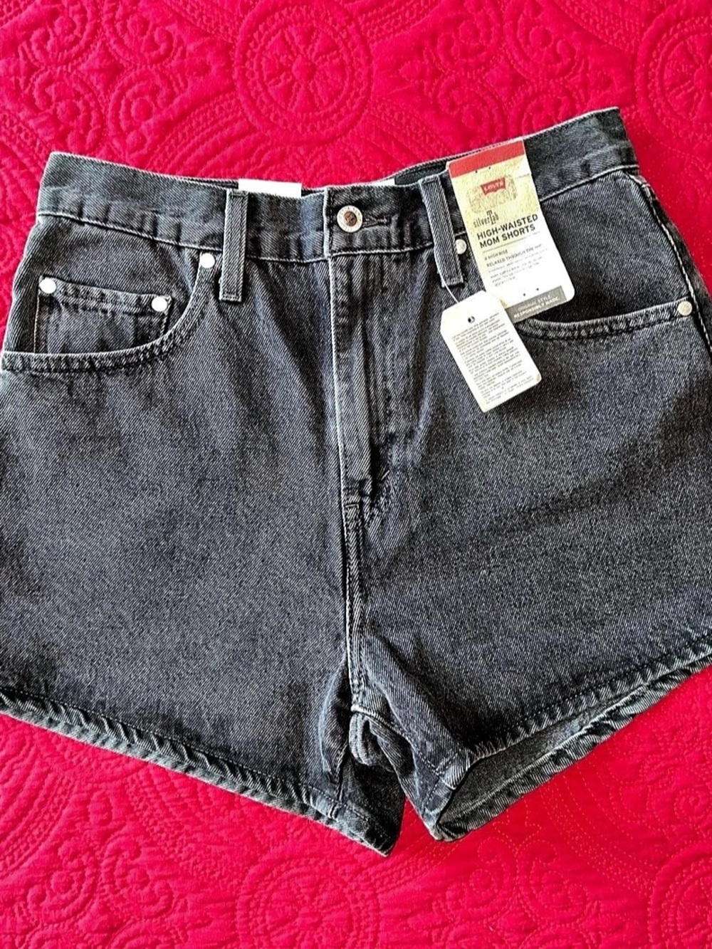 Levi's Silvertab High-Waisted Mom Shorts Gray